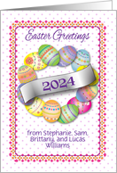 Custom name 2022 Easter Greetings Egg Wreath card