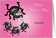 Mother’s Day, Cute Cartoon Spiders card