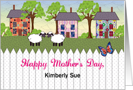 Custom Name Mother’s Day, folk art, sheep card