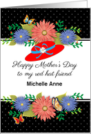 Custom Name Red Hat Friend Mother’s Day card