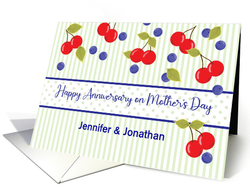 Custom Name Happy Anniversary on Mother's Day Cherries card (1367478)
