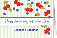 Custom Name Happy Anniversary on Mother’s Day Cherries card