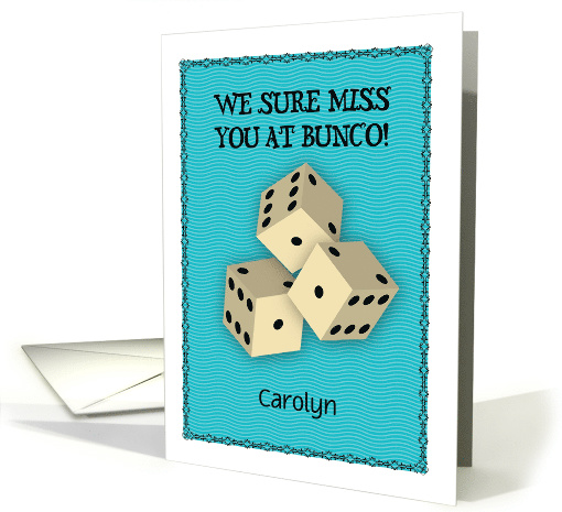 Custom Name Get Well, bunco, dice card (1367610)