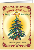 Custom Name Granddaughter’s Sweet 16 Birthday on Christmas card