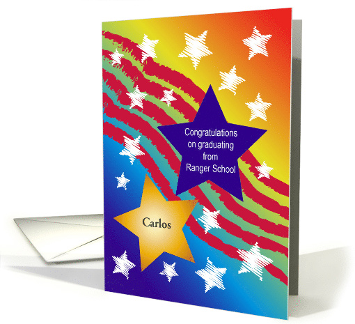 Custom Name Graduating Ranger School, stars, stripes card (1367818)