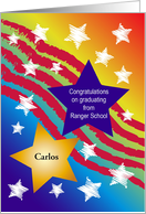 Custom Name Graduating Ranger School, stars, stripes card