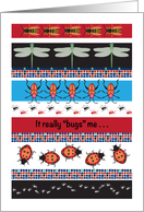 Get well, bug theme, colorful stripes card
