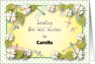 Personalized Get well, dragonfly theme card