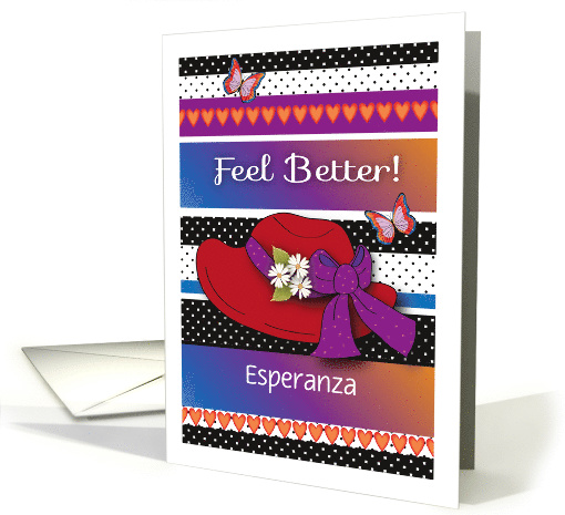 Custom Name Get Well, red hat friend card (1368292)
