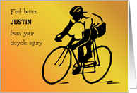 Custom Name Get Well to Bicyclist card