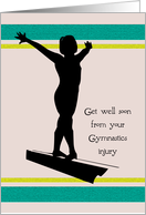 Get Well to Gymnast, girl on balance beam card