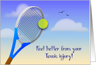 Feel better, tennis injury, racket, ball card