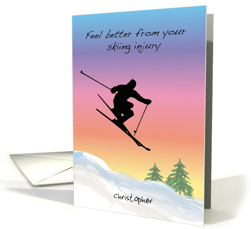 Custom Name Feel better, snow skiing injury card (1368504)