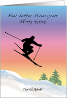 Custom Name Feel better, snow skiing injury card