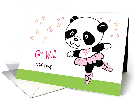Custom Name Get Well, panda ballet dancer card (1368650)