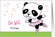 Custom Name Get Well, panda ballet dancer card