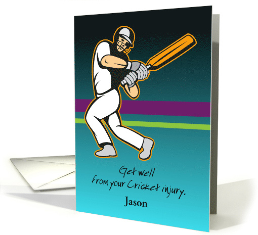 Custom Name Get Well, Cricket Player card (1368702)