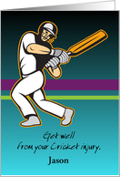 Custom Name Get Well, Cricket Player card