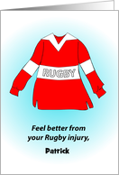 Custom Name Feel Better, rugby injury, shirt card