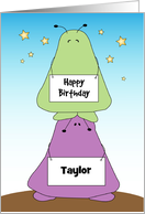 Custom Name Alien Birthday for Child card