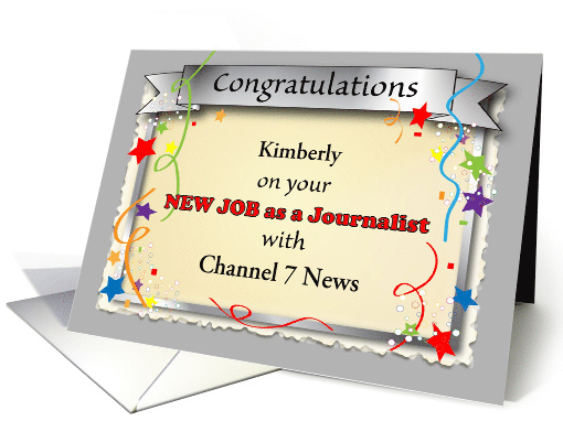 Congrats, New Job, journalist, reporter, stars card (1376558)