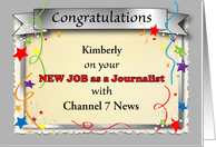 Congrats, New Job, journalist, reporter, stars card