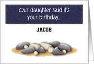 Custom Name Birthday for daughter’s boyfriend, rocks card