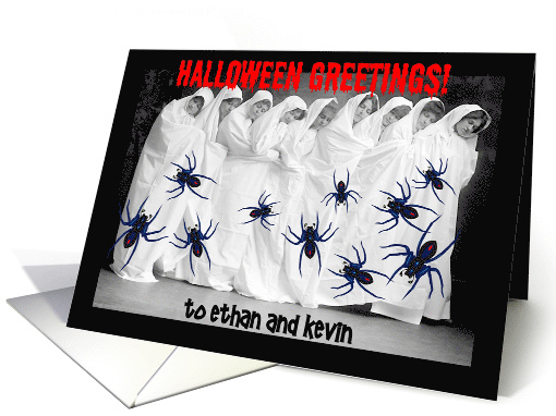 Custom Name Gothic Halloween, ghosts, spiders card (1383832)