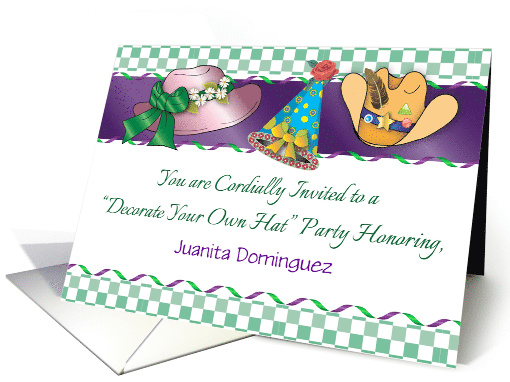 Custom Name Hat Party, for cancer patient, hats card (1384338)