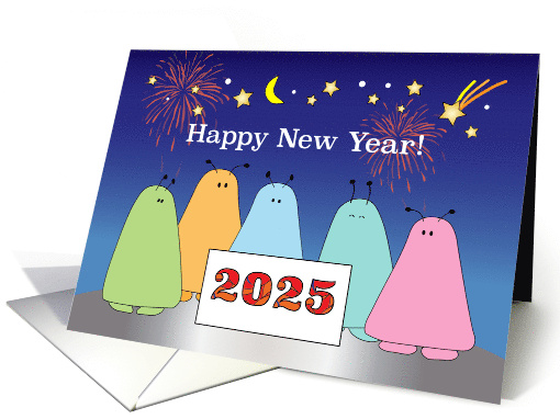 Across the Miles 2025 New Year Alien Theme Cartoon card (1384402)