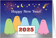 Across the Miles 2025 New Year Alien Theme Cartoon card
