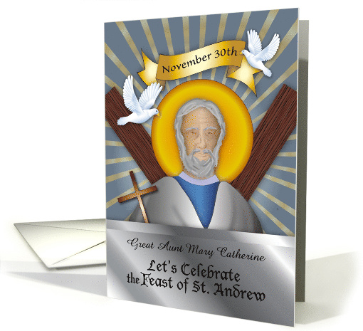 Custom Name Feast of St. Andrew, cross, doves card (1387868)