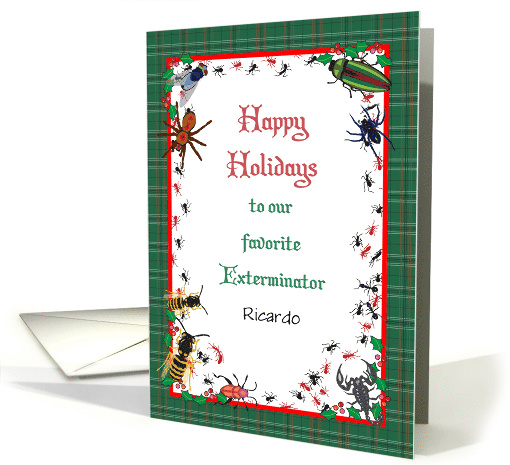 Custom Name Christmas for bug exterminator, bugs card (1392864)