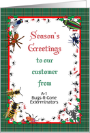 Custom Name Christmas for bug exterminator clients card
