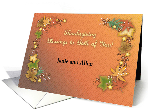 Custom Name Thanksgiving for Both of You, leaves card (1394730)