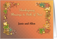 Custom Name Thanksgiving for Both of You, leaves card