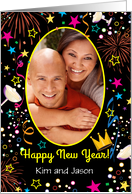 Custom Name New Year, Son & Girlfriend, photo card