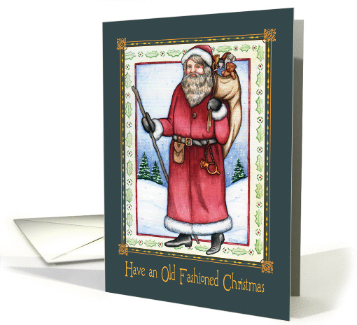 Old Fashioned Santa, bag of toys card (1396792)