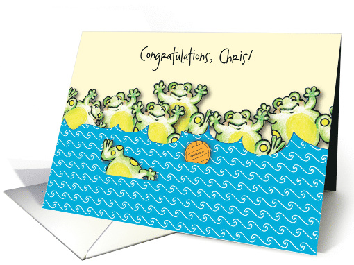 Custom Name Congrats, Water Polo Team, frogs card (1396900)