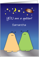 Custom Name Quitting Smoking Congrats, aliens card