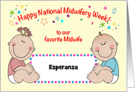 Custom Name National Midwifery Week, babies card
