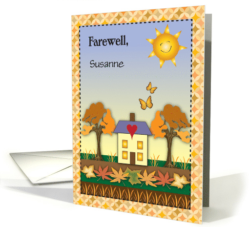 Custom Name Farewell to Female Boss, folk art theme card (1399026)