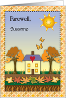 Custom Name Farewell to Female Boss, folk art theme card