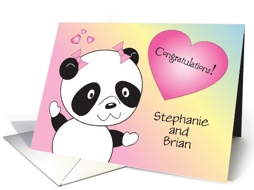 Custom Name Adoption Finalization of girl, panda, hearts card