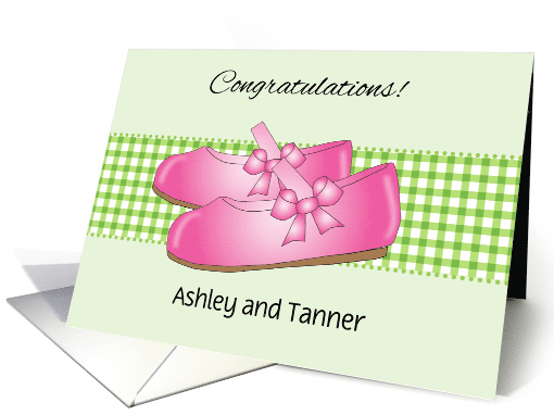 Custom Name Girl's Adoption Finalization, shoes card (1399456)