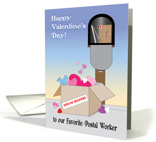 Valentine's Day, postal worker, mail box, hearts card (1406890)