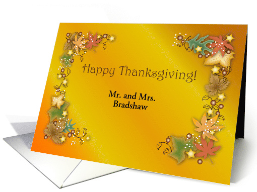 Custom Name Thanksgiving from Sitter, leaves, berries card (1407164)