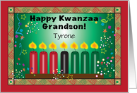 Custom Name Kwanzaa for Grandson, confetti, stars card