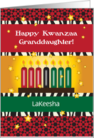 Custom Name Kwanzaa for Granddaughter, candles card