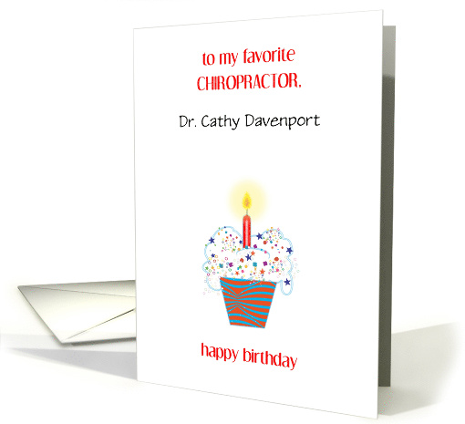 Custom Name Birthday for Chiropractor, cupcake card (1410350)